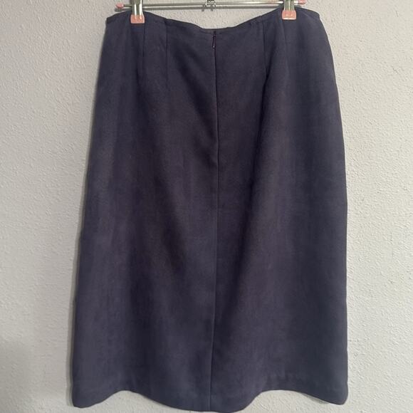 INC International Concepts Women Purple Suede Embroidered Midi Skirt Size 10 - Picture 4 of 5